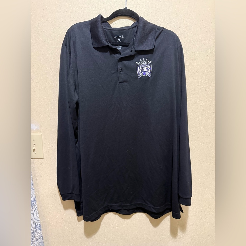 Antigua Black Sacramento Kings Polo Shirt